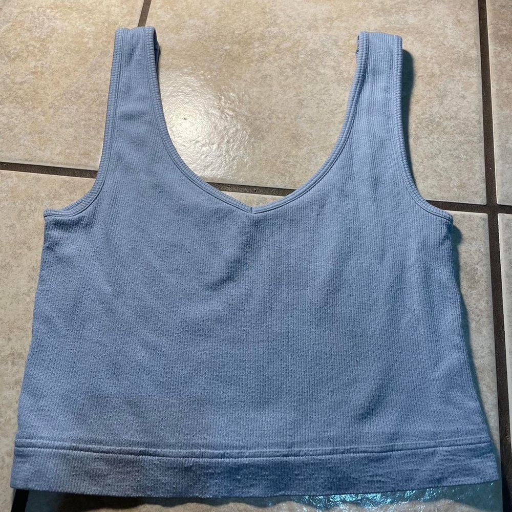 Blue cropped top tank top